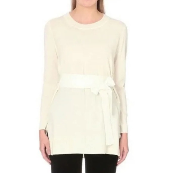 Sandro Paris coline Ivory Belted sweater wool & cashmere Guesstimate Size M - Picture 1 of 13